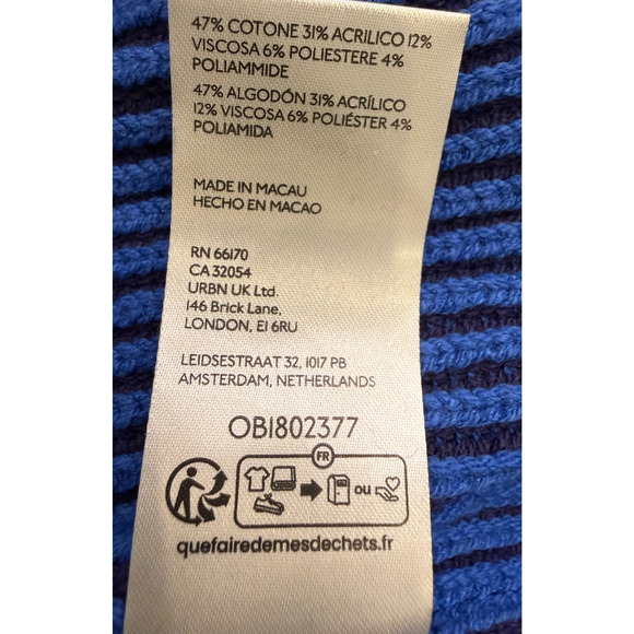 NEW FREE PEOPLE FIRST PLACE BLUE COMBO GRETA HALF ZIP PULLOVER SWEATER SZ XL - Picture 8 of 8